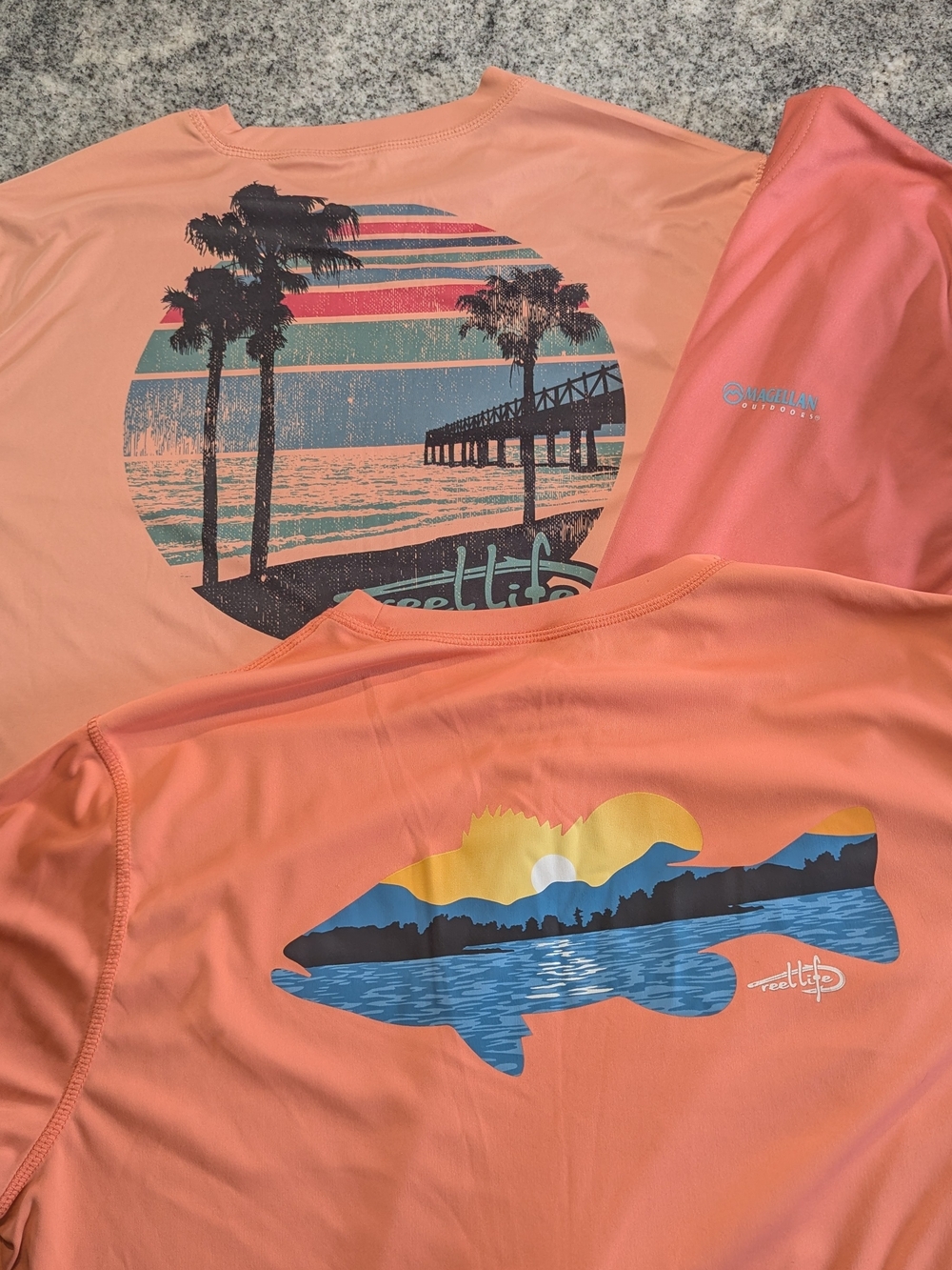 Reel Life Mens Shirts Fishing Cruise Vacation Outdoor Beachy Tropical Coral XL